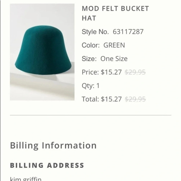 Anthropologie Green Mod Felt Bucket Hat